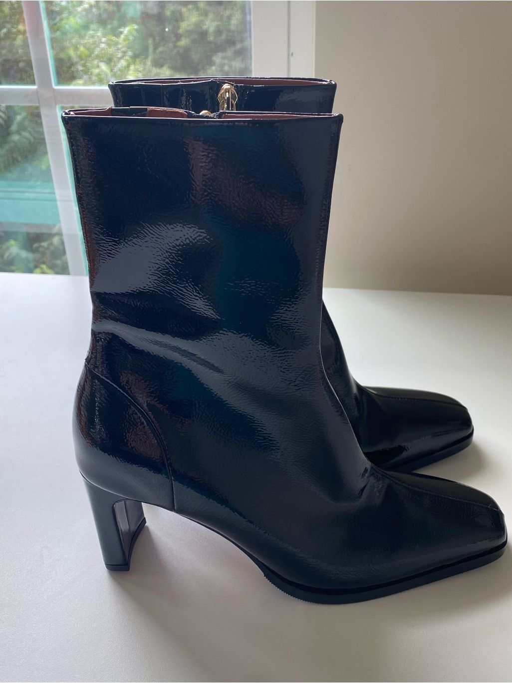 New $399 Bared Kingfisher Black Crinkled Patent Leather Heeled Boots Size Eu 39 — image 6 of 8
